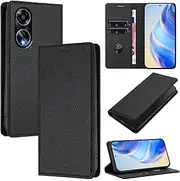 Compatible with Oppo A17 4G Card Holder Cover,Compatible with Oppo A17k 4G Flip Kickstand Magnetic Closure Wallet Black