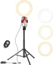 Selfie Ring Light 9 inch with 27”-50” Tripod Stand for Video Recording＆Live S...