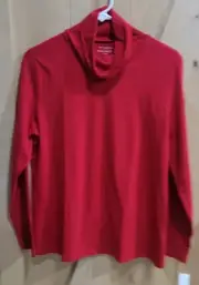 NWT Talbots Tee Petite Lp Red Turtle Neck Long Sleeve Top