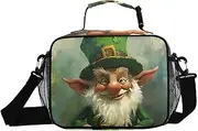 Gnome St Patricks Day Cute Insulated Lunch Box for Women Men - Ideal for Work, Picnics - Includes Adjustable Shoulder Strap