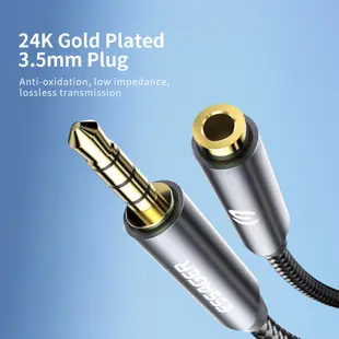 Essager 公對母音頻延長線 Aux 插孔支持麥克風 3.5mm 耳機, 用於智能手機 MP3 MP4 播放器平板電