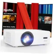 Smart Projector With WiFi and Bluetooth, 600ANSI Portable Mini, 50% Zoom