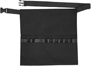 TOGEVAL Hairstylist Apron Hair Braiding Tools Makeup Artist Apron Hair Cutting Apron for Stylist Barber Waist Bag Apron Makeup Brush Organizer Cosmetology Case Black Fabric