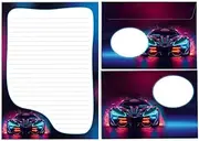 Writing Paper Set Letter Pad with Envelope for Boys Kids Racing Car Kids Motif Notepad Lined (A5 Pad with 25 Sheets + 15 Envelopes)