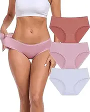 [ANLIQI] Women's Underwear Modal Hipster Panties for Women Low Rise Bikini Briefs Soft Breathable Ladies Panties 3/6 Pack