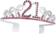 [SOESFOUFU] Unique Birthday Tiara Comb Crystal Rhinestone Headband Queen Crown for Girls 21st Birthday Party Supplies