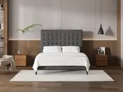 My Style Buttoned Headboard & Slimline Base - Super King / Gunmetal / Slimline Base