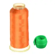 Polyester Embroidery Thread and Thread Spools Savers Kit, Dark Orange Green