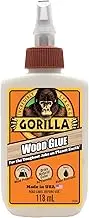 Gorilla Glue Wood Glue, Indoor & Outdoor Carpentry Projects, Paintable, Sandable, Moisture Resistant, Clamping, Natural Color, 118mL/4oz (Pack of 1), GG41024
