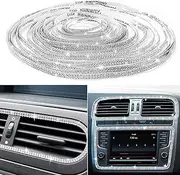 Bling Self-Adhesive Trim 16.4Ft, Rhinestone Accessories for Women, Interior Exterior Decoration, Dashboard Decorations, Door Stickers (White)