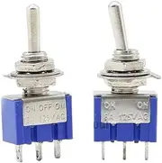 CZKE 10PCS MTS-102 MTS-103 Blue 6MM Mini 3PIN 6A 125VAC Toggle Switch 2/3 Position Self Locking SPDT ON-Off -ON Rocker Switch(MTS-103)