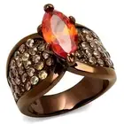 Marquise Cocktail Ring Coffee Mocha Tone with Orange & Champagne Cubic Zirconia