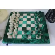 Malachite Stone Chess Board Set Inlaid with Marble Chess Pieces Chess Game Set