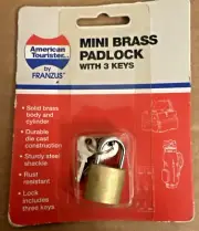 New American Tourister Franzus Mini Solid Brass Luggage Padlock w/3 Keys T-05LB