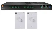 JBL CSMA240 Commercial/Restaurant 2x40w Amplifier+White Wall Volume Controllers