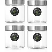 4PK Lemon & Lime Alto 830ml Glass Jar 12cm Stainless Steel Lid Kitchen Storage