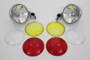 Chrome spotlamp set has clamps and toggle switch for Spring Fork models.