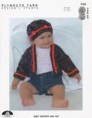 Baby Sweater & Hat - Plymouth Yarn KNITTING PATTERN P505 Jelli Beenz 6-12months
