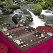 La Moda Home Star 27'' Decorated Turkish Backgammon Set, First Class Elite Vinyl Wooden Classical Design, Handmade Carved Wooden Motives, Board Game Tavla Adults Kids, Café