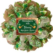 Blarney Spoken Here St Patricks Day Personalized Handmade Deco Mesh Wreath