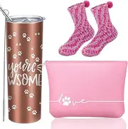 3 Pcs Veterinarian Gifts Christmas Vet Tech Gift I Save Animals Tumbler with Lid Footprint Makeup Bag Fuzzy Socks Birthday Ideas for Veterinarian Funny Gifts for Veterinarians Veterinary Technician, as the pictures shown