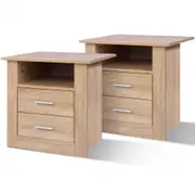 ALFORDSON Set of 2 Bedside Table - Aurel Clean-lined Nightstand (Wood)