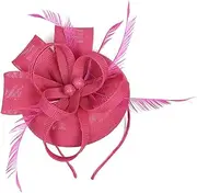 [HATOFES] Wedding Small Hair Fascinators Feather Hats Bride Hat with Clip for Women, Hatinators for Wedding Guest UK, Mother of The Bride Hats, 8 - Rose Red, One Size-L