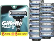 Gillette Mach3 Mens Razor Blade Refills, 15 Count