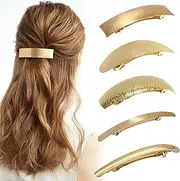 DeD Pack of 5 Women Hair Clips Metel Hair Pins Simple Retro Large Hair Barrettes French Clip Barrettes For Women Lady(Gold)