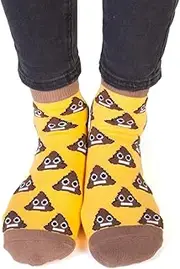 [FEET SPEAK] Men's Smiling Poo Socks - Hidden Message on soles SHIT HAPPENS, Multicoloured, One size fits most