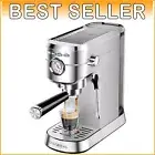 Stylish Stainless Steel Espresso Maker with 20 Bar Pressure and Milk Frother