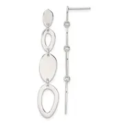 Sterling Silver Polished Fancy Ovals Post Dangle Earrings