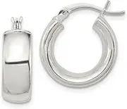 [JewelryWeb] 925 Sterling Silver Polished Hinged post Hoop Earrings 9mm long 6.00mm Thick-Hoop Earring for Women
