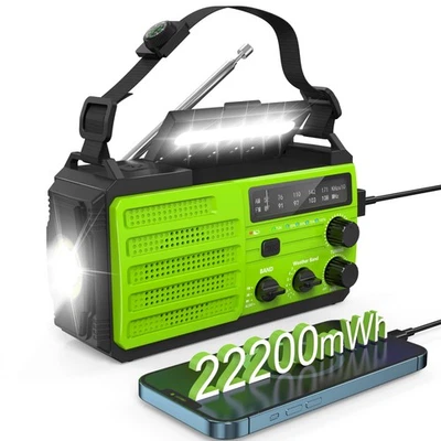 Emergency Radio 22200mWh Solar Hand Crank Emergency Radio: AM/FM/NOAA Weather...