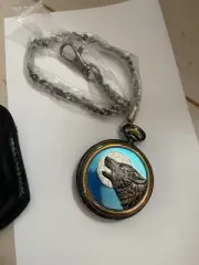 Howling Wolf Collectors Pocket Watch Franklin Mint International Wolf Center