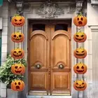 Scared Emoticon Pattern Pumpkin Door Hanging Pendents Halloween Porch Sign Bar