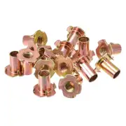 M10x22mm T-Nuts 4 Pronged Tee Nut Carbon Steel Threaded Inserts for Wood 80pcs