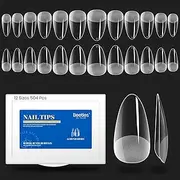 beetles Gel Polish Gel Nail Tips Easy Nail Extension Etch X Nail Tips 504Pcs Short Almond Half Matte Nail Tips Gelly Tips Full Cover False Nails