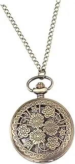 [KONTONTY] 1pc Steampunk Watch Digital Clock Quartz Necklace Classic Flip Watch Steampunk Pocket Watch Choker Necklace for Women Antique Pendant Student Chain Clamshell Linked List Classic