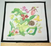 10 x 10 HandPainted Needlepoint 18 Canvas Forest Flowers S Roberts AM1005 #2
