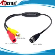 1Pcs M12 4Pin Aviation Male Plug to RCA Female +DC Female Cable Adapter for 35CM