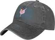 [WURTON] Little Ballerina Dancing Girl Print Soccer Hat Funny Adjustable Cotton Sport Baseball Cap Washed Denim Trucker Hat