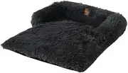 Charlie's Bolster Pet Sofa Protector, Dog & Cat Bed, Waterproof Protection, Removable Plush Cushion Couch Furniture Cover, Machine Washable, Anti-Slip Base, Charcoal, Small 80x70x10cm
