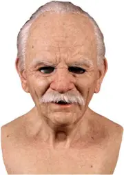 Sztxj Old Man Mask - Realistic Halloween Latex Human Wrinkles Face Mask - Old Man Halloween Silicone Headgear for Halloween MasqueradeA