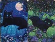 Swap cards Modern playing card back Black Cats in pumpkin patch