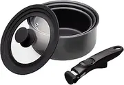 MasterClass Smart Space Saucepans, Non-Stick Saucepans for All Hobs, Induction Safe, Non Stick Saucepans, with Removable Handle and Universal Lid, Aluminium, 5-Piece Set, Grey