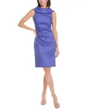 Sara Campbell Scalloped Hoda Linen-Blend Sheath Dress