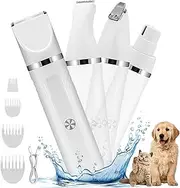 oolong Dog Clippers with Four Blades,Cordless Small Pet Hair Grooming Trimmer, Quiet Nail Grinder Shaver for Cats and Other Pets (White)
