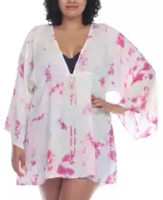 Raviya PETUNIA TIE DYE Plus Size Tie-Dye Draw Waist Tunic Cover-Up, US 3X