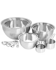 MegaChef 14pc Stainless Steel Measuring Cup & Spoon Set with Mixing Bowls